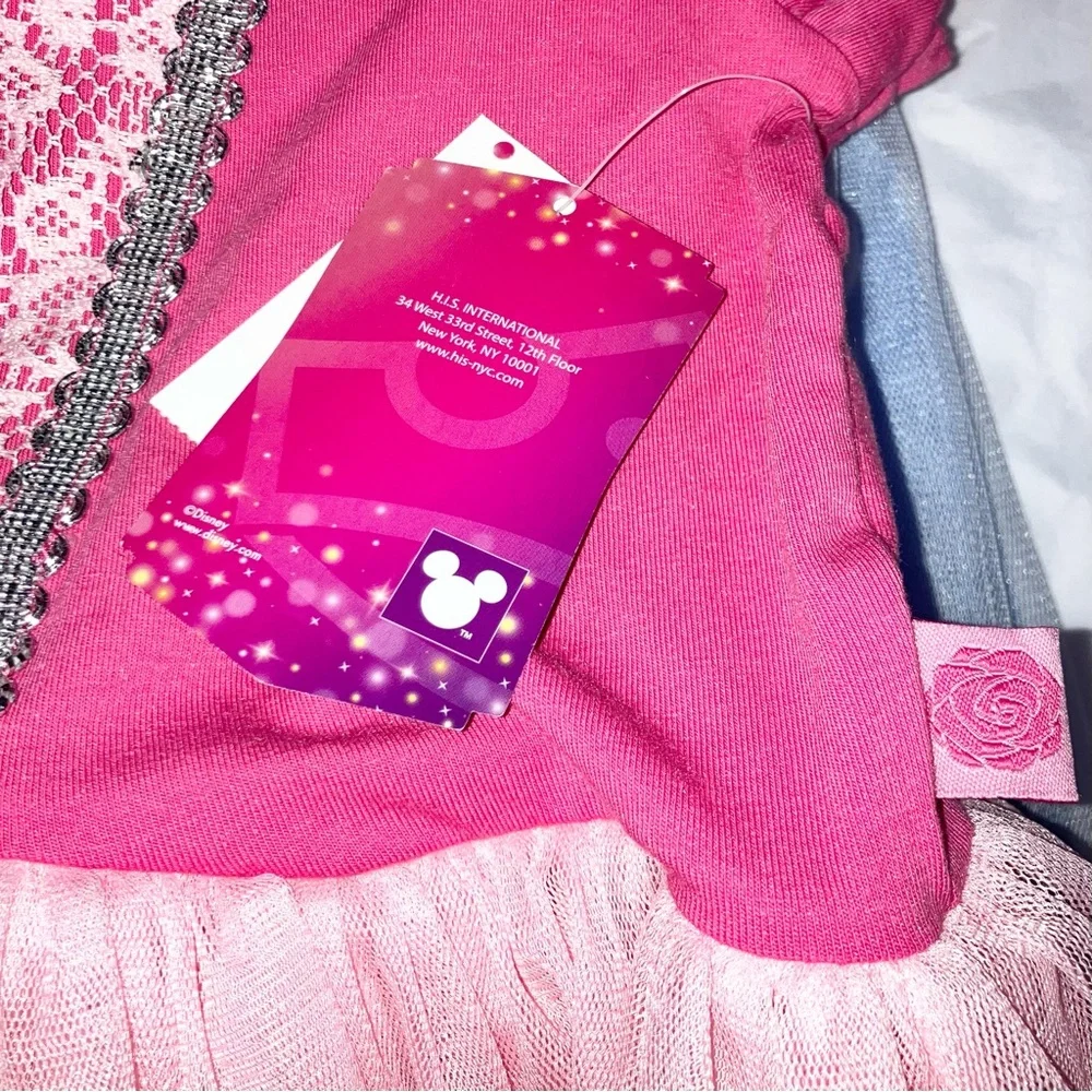 Disney Princess Aurora Sleeping Beauty Pink Tutu Tulle Dress Costume S 6-6x NWT - Picture 4 of 5